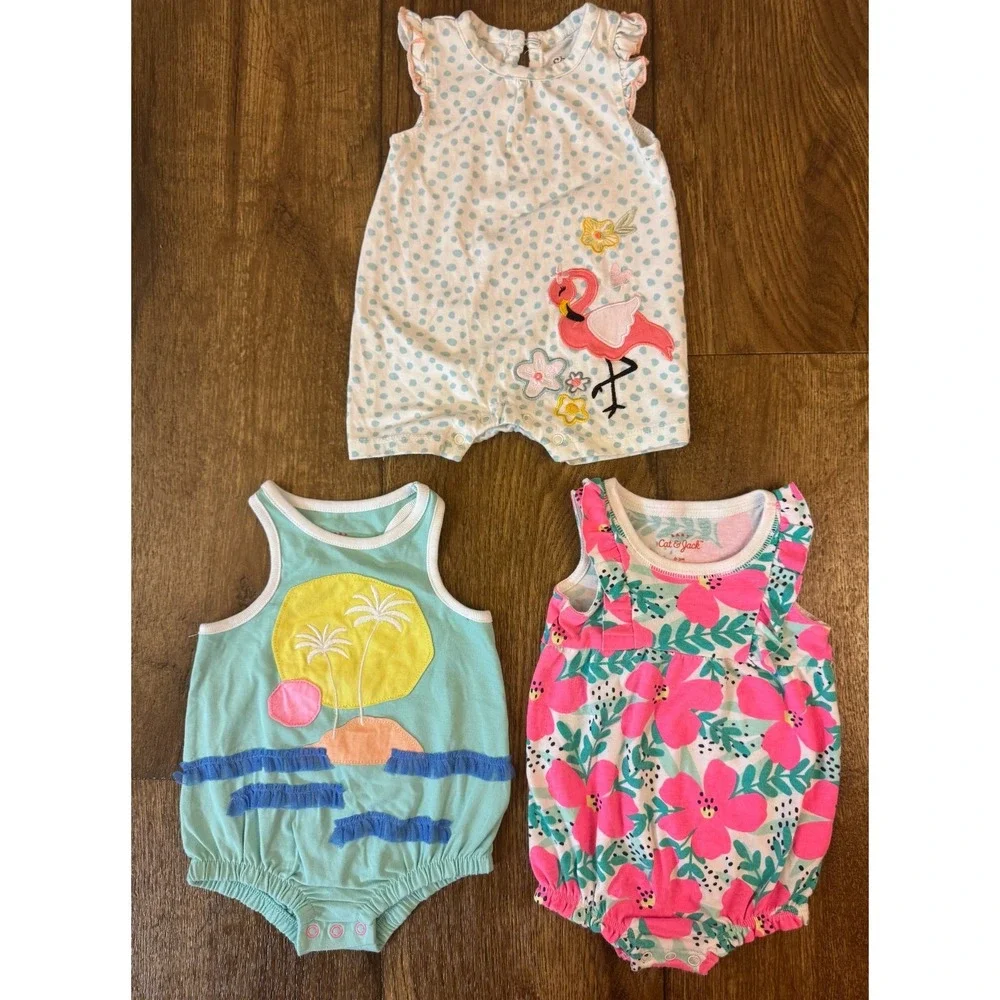 Baby Girl Clothes Lot 0/3 Months‎ Bundle Summer Rompers 1 Piece Outfits Tropical